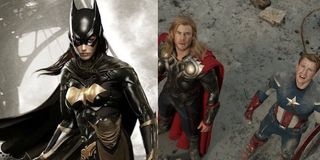 Batgirl side by side with Thor and Cap in The Avengers