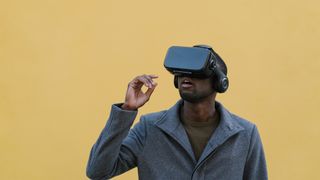 motion sickness in VR - man using VR headset