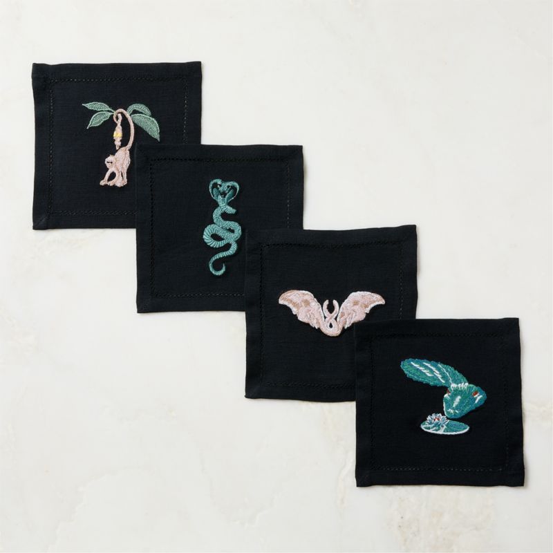 Embroidered Cocktail Napkins Set of 4 - the White Lotus