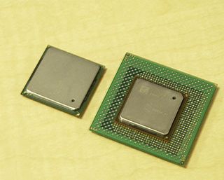 Of course, beyond 1 GHz it was Intel that dominated clock speeds with its Pentium 4 processor that was released in November 2000. Pictured here are the Pentium 4 with first-generation