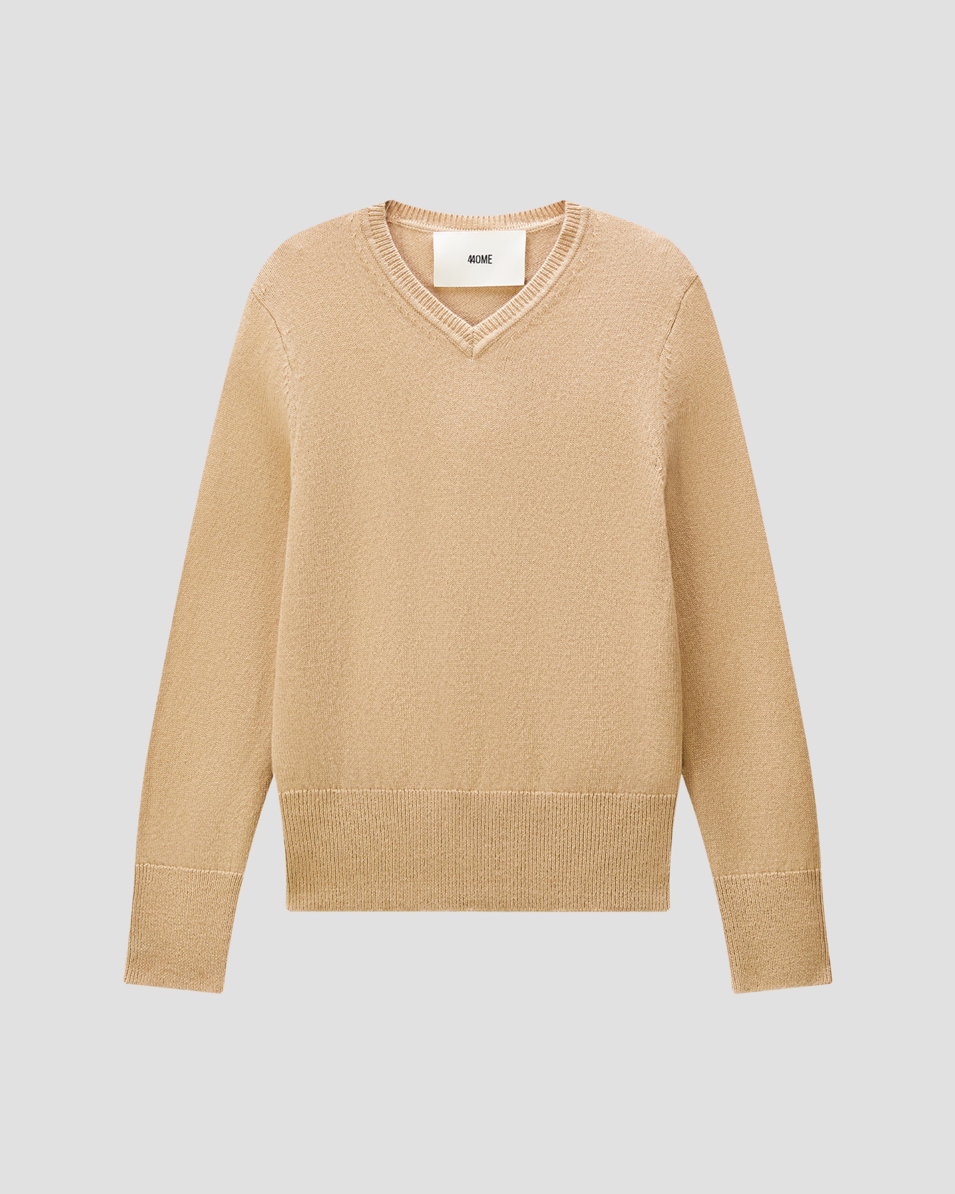 Cotton Wool Lightweight Vneck - Camel / Xs