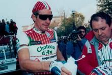 A veteran Francesco Moser after the Latina prologue of 1987.