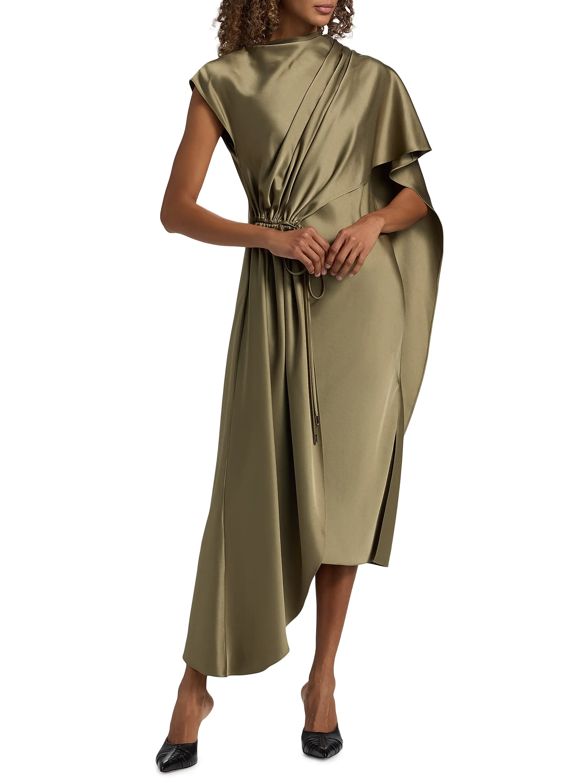 Satin Draped Cocktail Dress