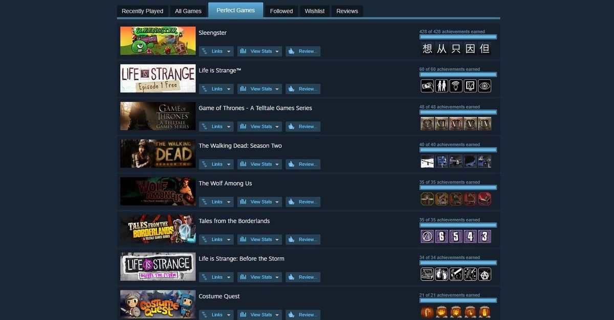 Steam&#039;s perfect games section