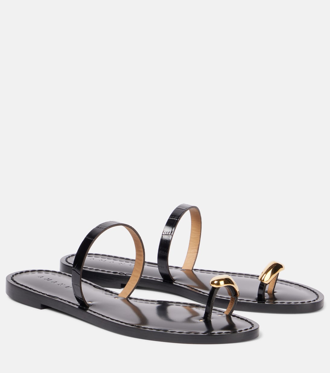 Kibera Embellished Leather Sandals in Black - Amanu