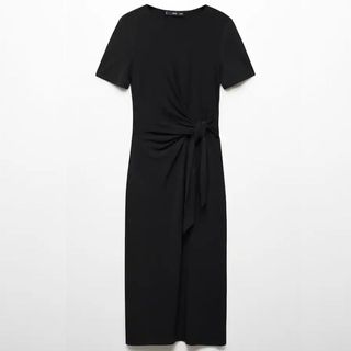 Black midi dress with knot tie front