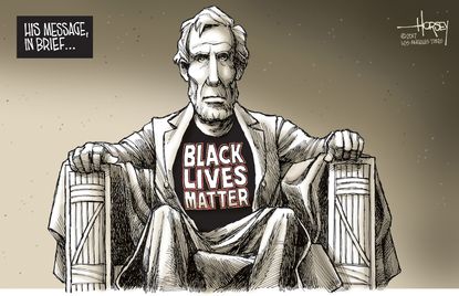 Political cartoon U.S. Gettysburg Lincoln black lives matter