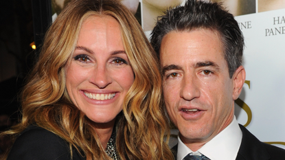Actress Julia Roberts and actor Dermot Mulroney arrive at the "Fireflies In The Garden" Premiere at Pacific Theaters at the Grove on October 12, 2011 in Los Angeles, California.