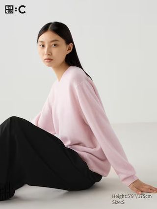 uniqlo, Cashmere Relaxed V Neck Jumper