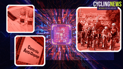 Collage of anti-doping related image on a graphic of a computer motherboard