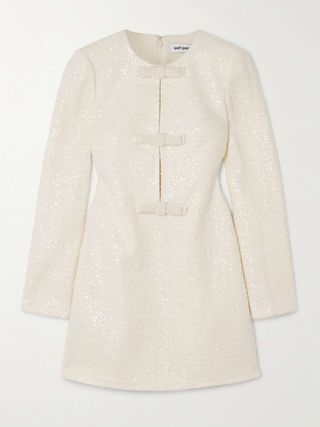 Embellished Sequined Bouclé-Tweed Mini Dress