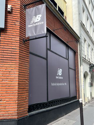 The exterior of New Balance's Olympics hospitality unit.