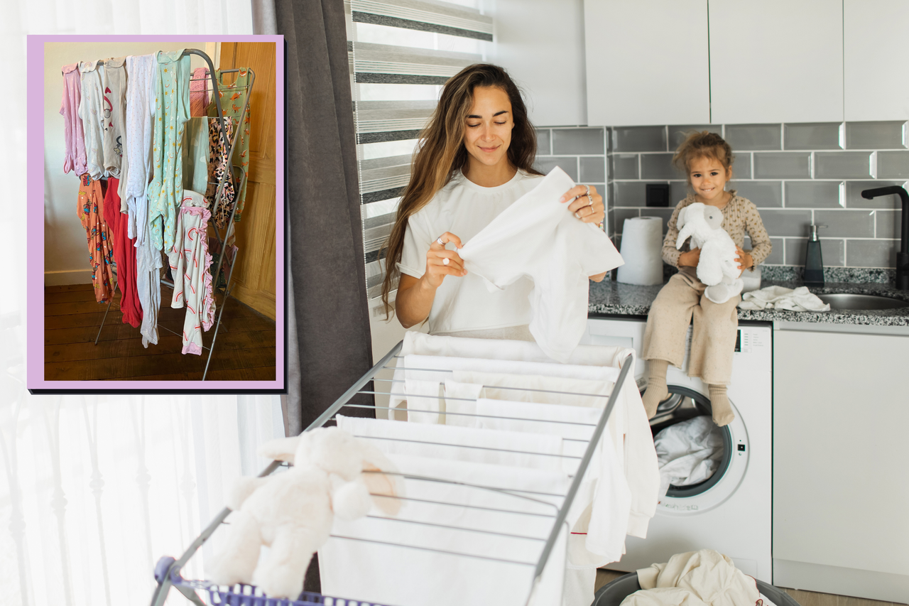 Mum hanging out the laundry 