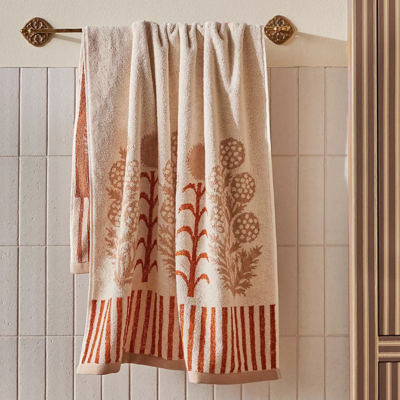 orange patterned hand towel