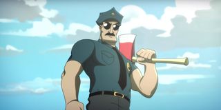 Nick Offerman as the voice of FXX's animated adaptation of Axe Cop