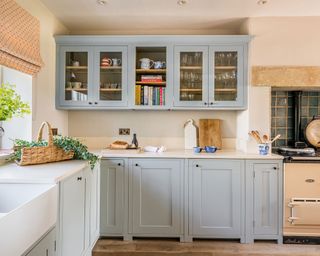 Gray country kitchen in coastal cottage in Northumberland