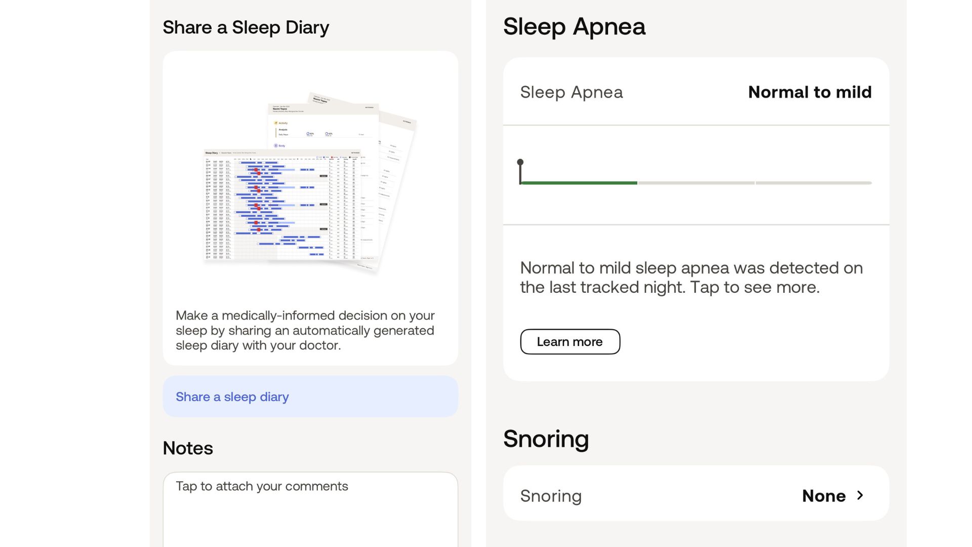 Sleep data in Withings app