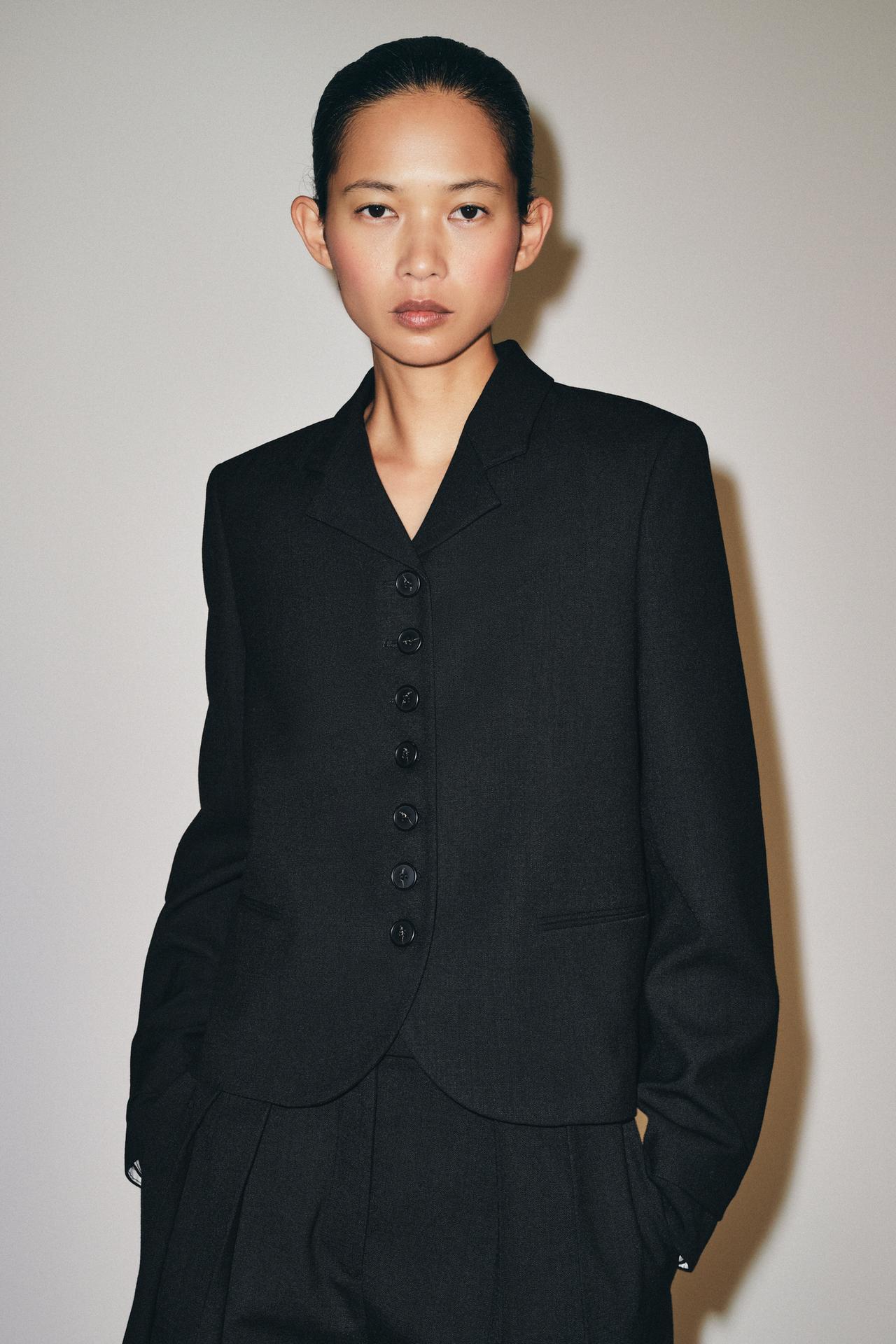Zw Collection Straight Buttoned Blazer - Black - Xs