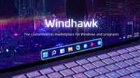 Screen overlay of the Windhawk logo and Windows 11