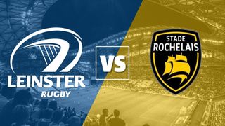 Leinster vs La Rochelle club badges in the rugby Champions Cup final