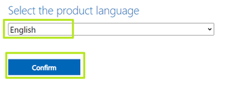 Select language and click confirm
