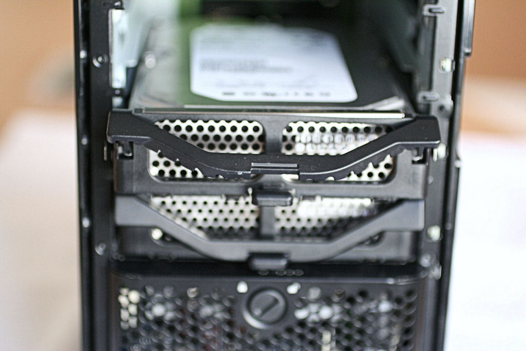 System drive in place (bottom), first data drive on its way in (next up)