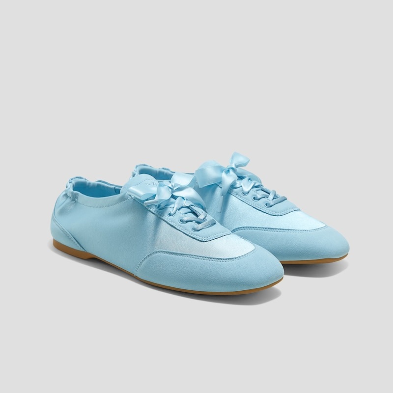 Vivaia, Square-Toe Lace-Up Satin Sneakerina