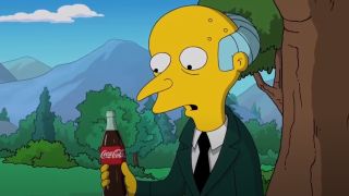 Mr. Burns holding a coca cola in The Simpsons commercial