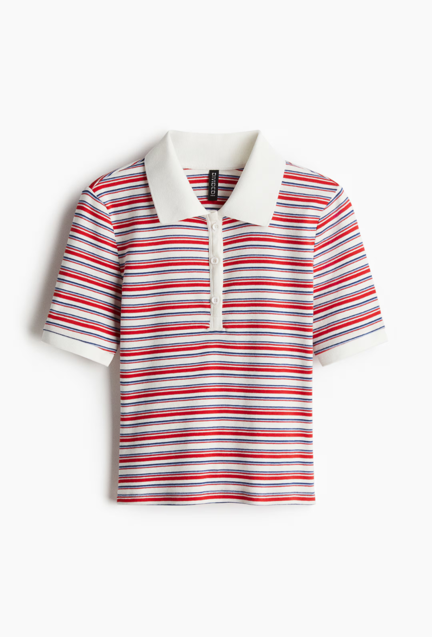 An image of a H&M polo, a staple of preppy fashion. 