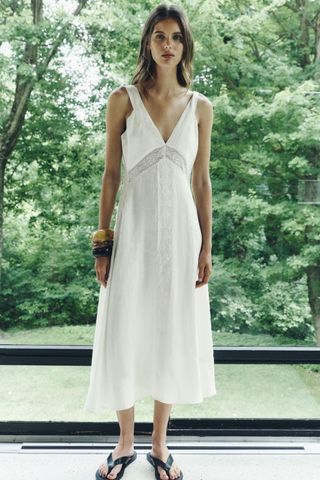 Zw Collection 100% Linen Slip Dress