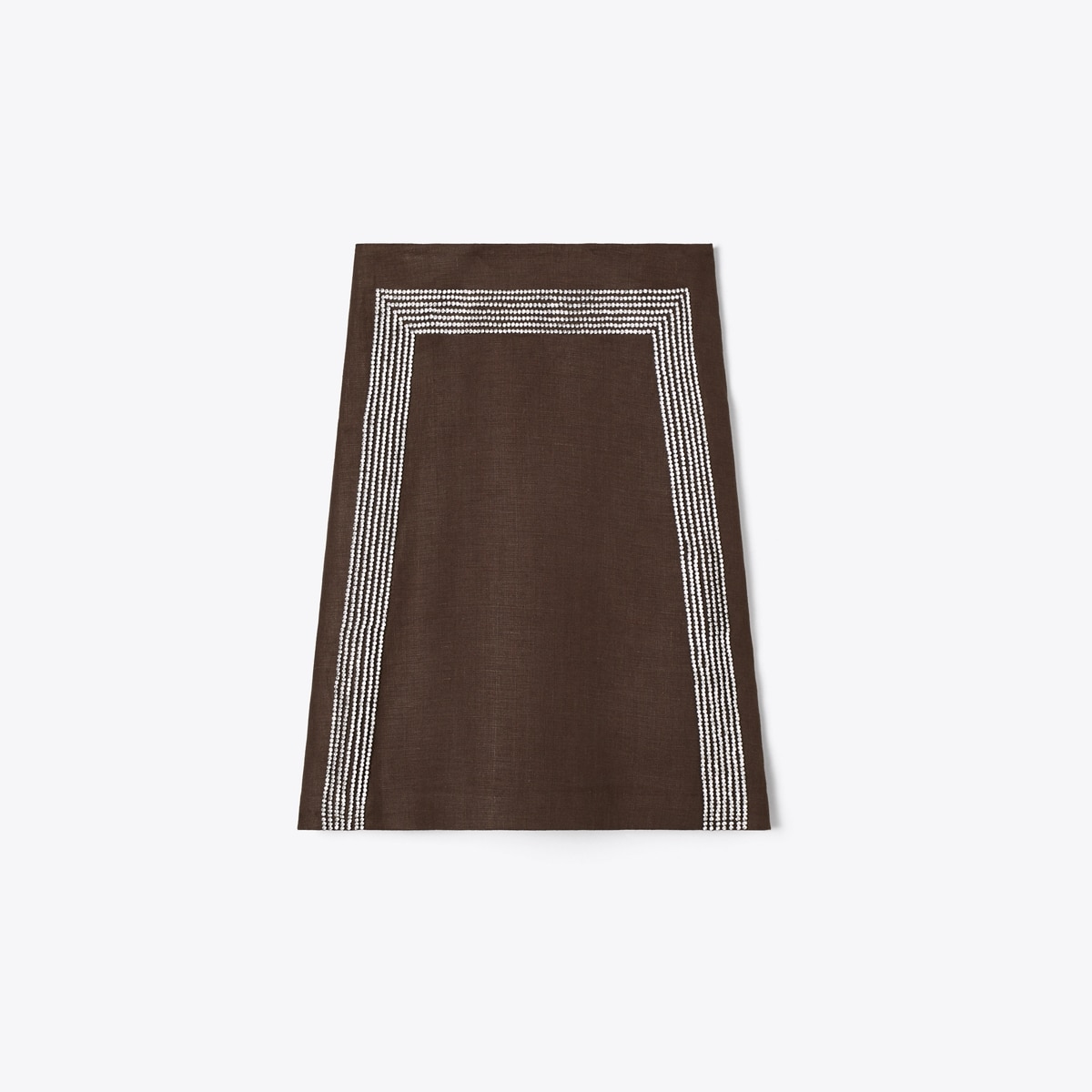 Embellished Linen Skirt in Brown, Size 0