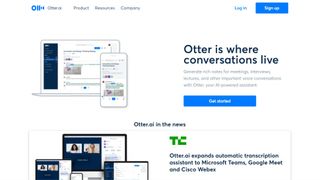 speech to text pages Otter website screenshot