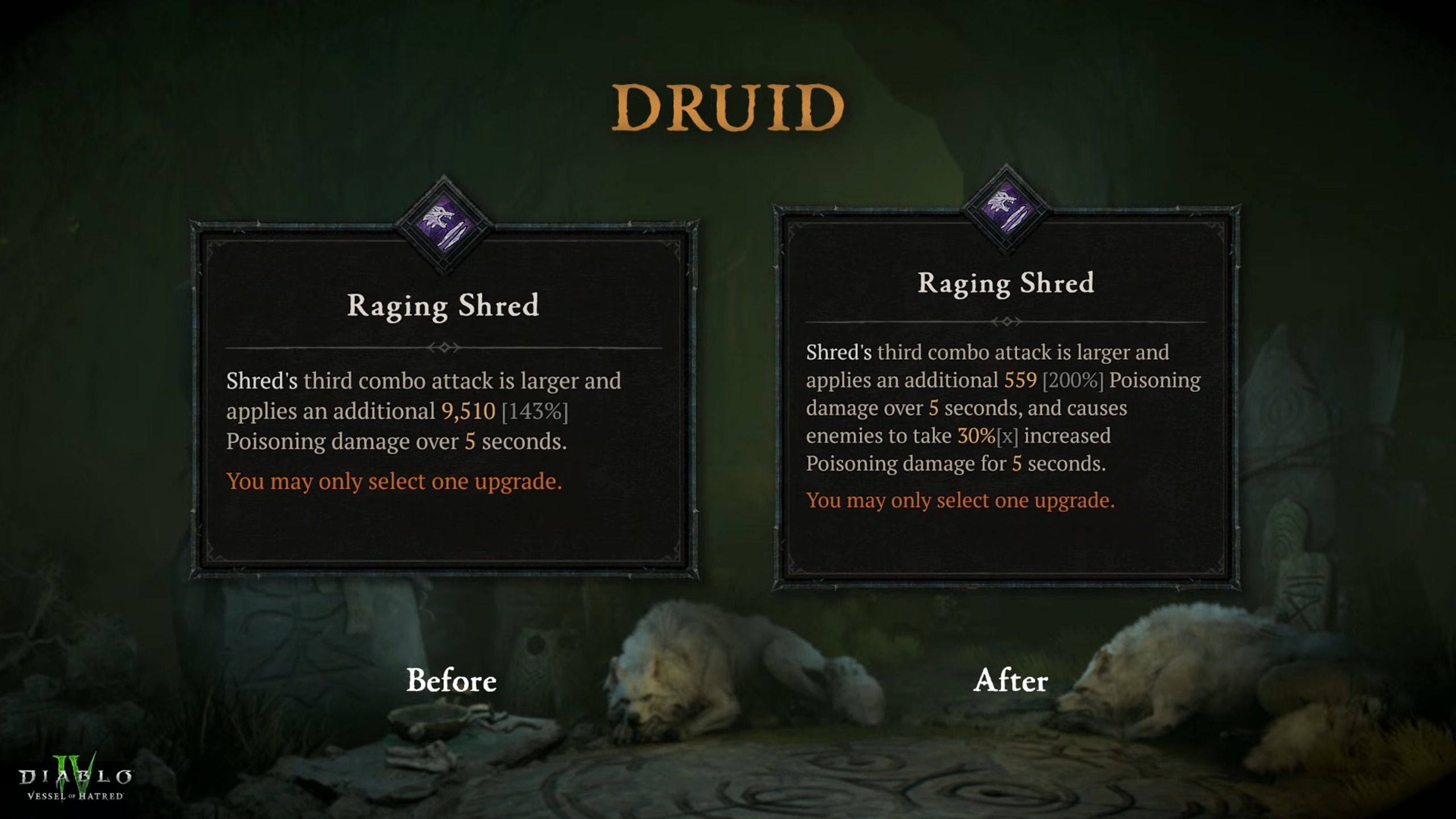 Slides showing changes to Druid class in Diablo 4