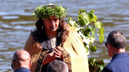 The new Māori monarch, Ngā Wai Hono i te Pō, seen during the tangi (Māori funeral rites) of her father, Tūheitia Pōtatau Te Wherowhero VII, on 5 September