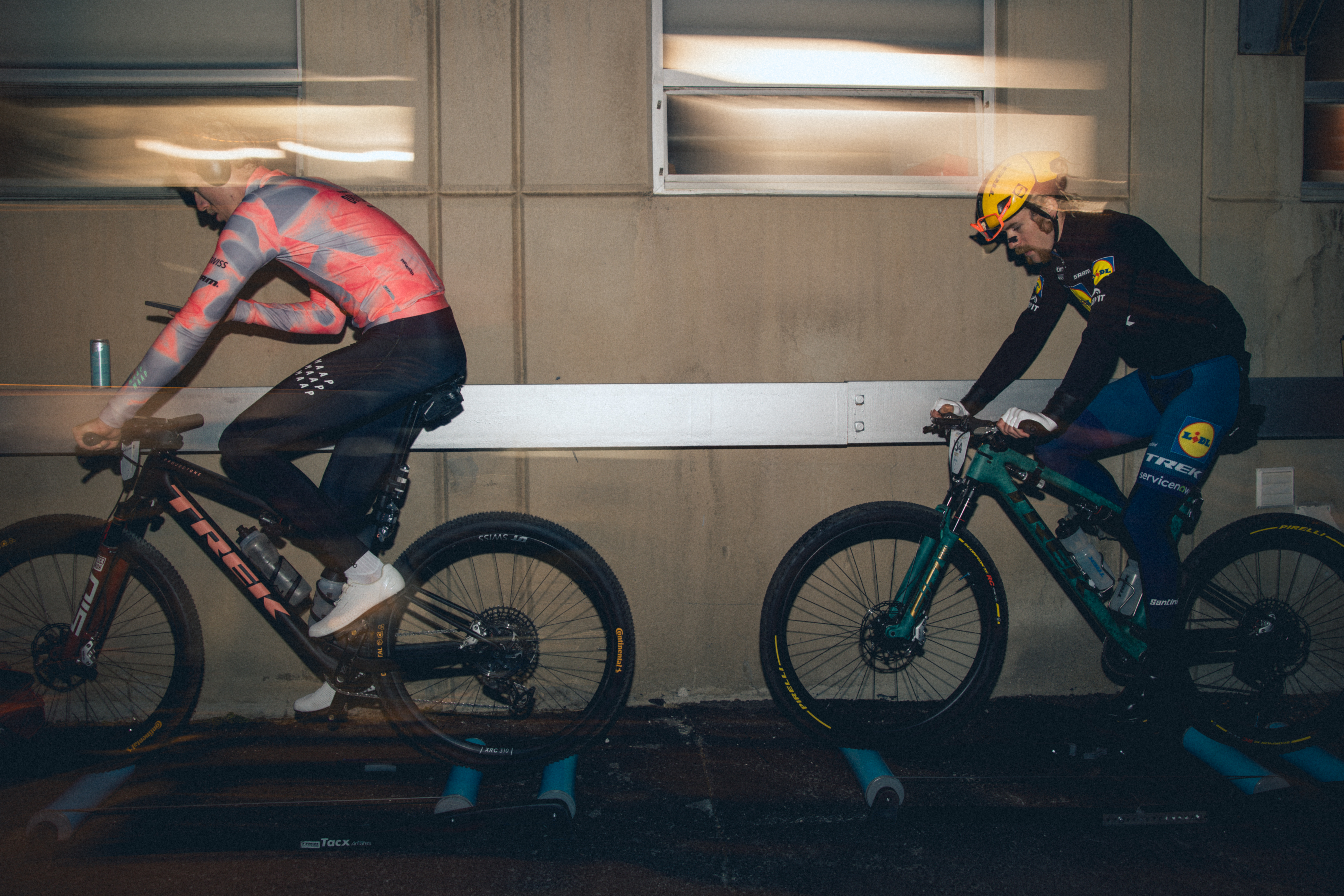 Riders, including Quinn Simmons, warm up for Leadville 100