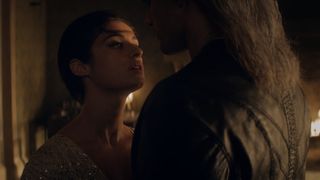 Anya Chalotra as Yennefer and Henry Cavill as Geralt