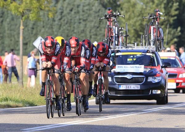Alessandro Ballan, Philippe Gilbert, Taylor Phinney, Marco Pinotti, Manuel Quinziato and Tejay Van Garderen (BMC)