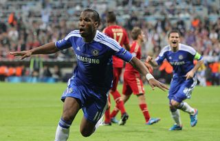 Didier Drogba celebrates his equaliser for Chelsea against Bayern Munich in the 2012 Champions League final.