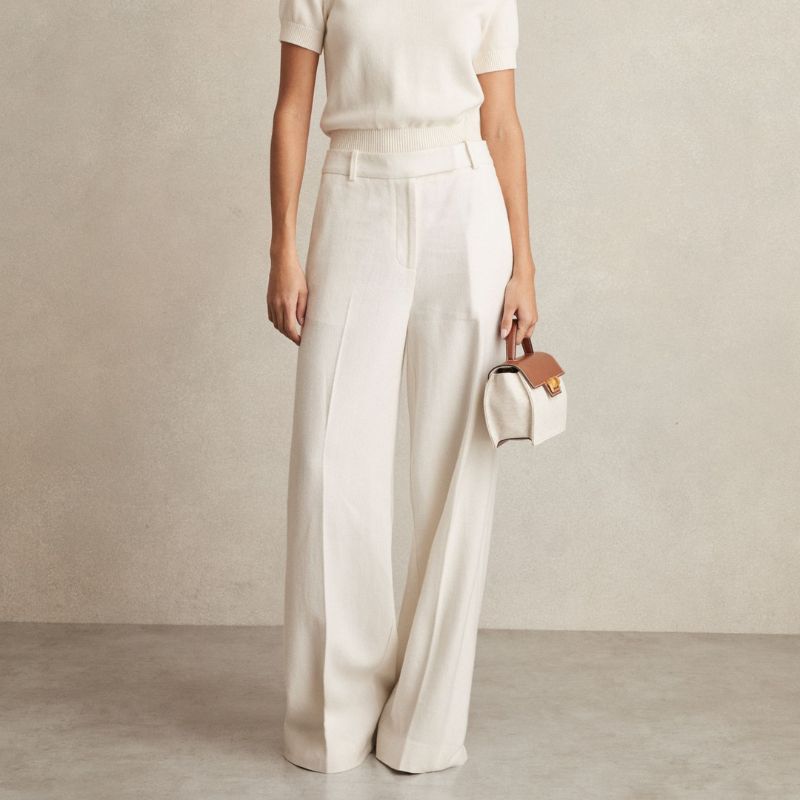 Reiss Devon Linen-Blend Wide-Leg Trousers