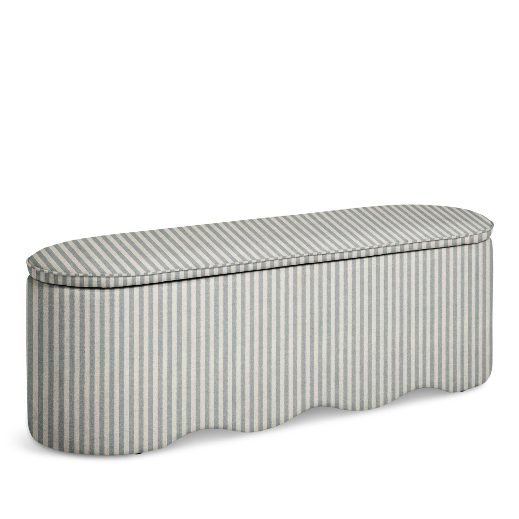 Habitat Onda Large Fabric Ottoman - Blue &amp;amp; White