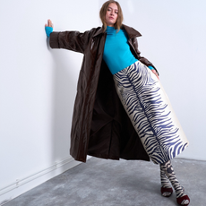 Topshop august runway news - blue top zebra print skirt