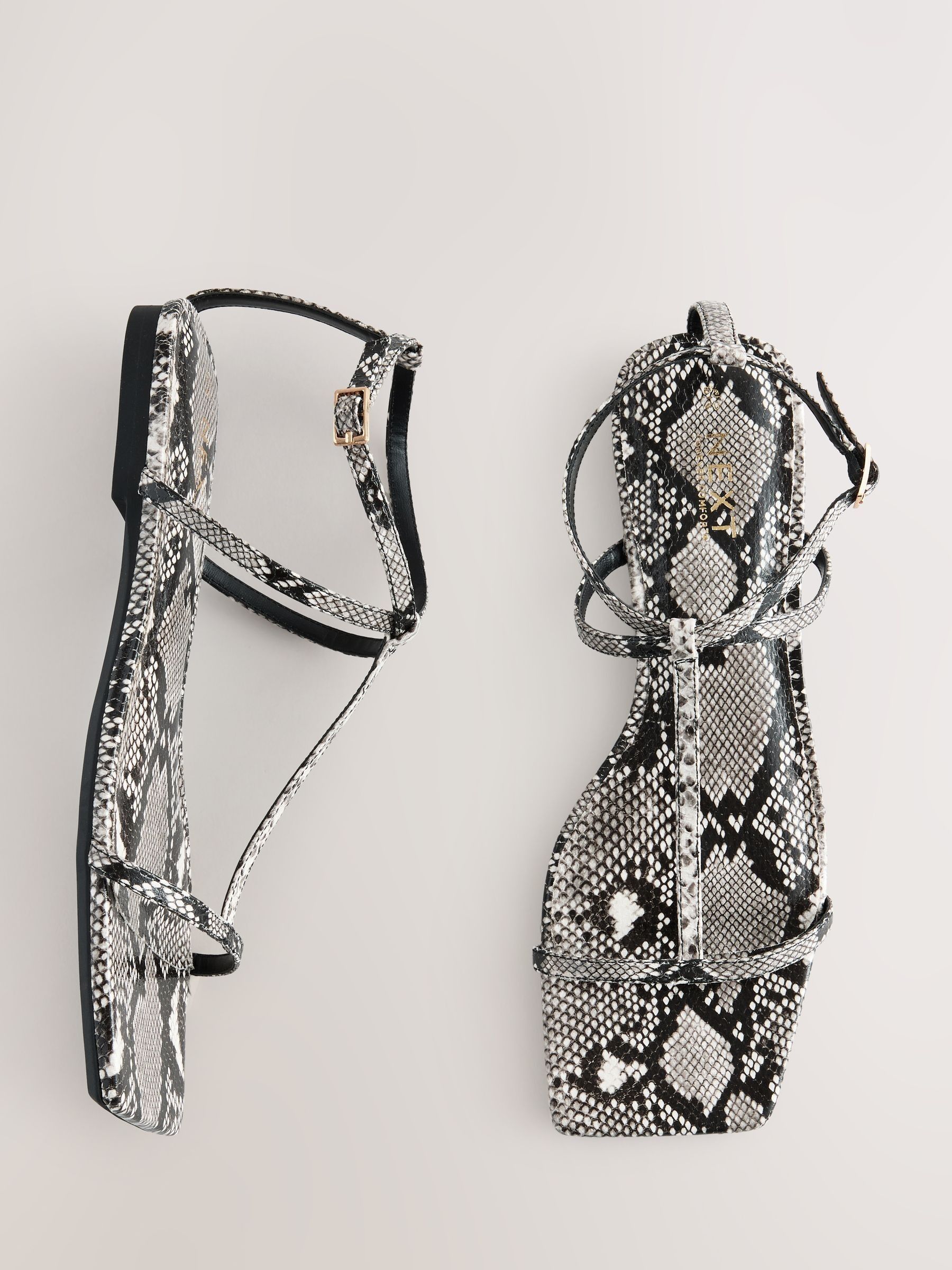 Snake Print Standard/wide Fit Forever Comfort® Square Toe Strappy Sandals