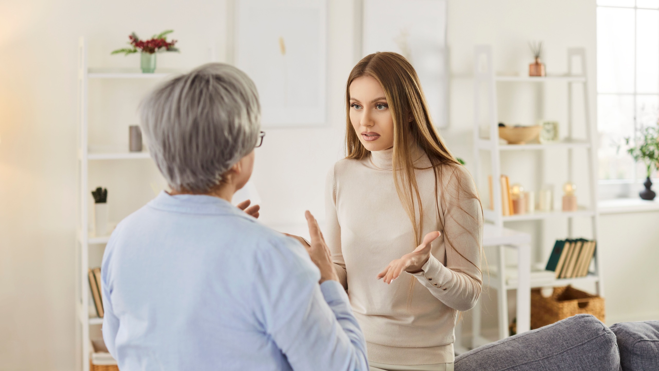 Mother and grandmother, arguing.
