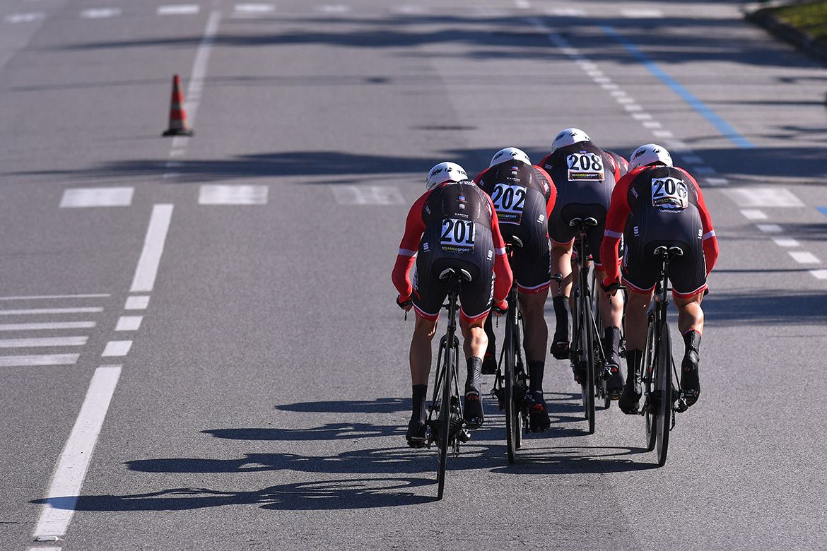 Trek-Segafredo in team time trial mode at Tirreno-Adriatico