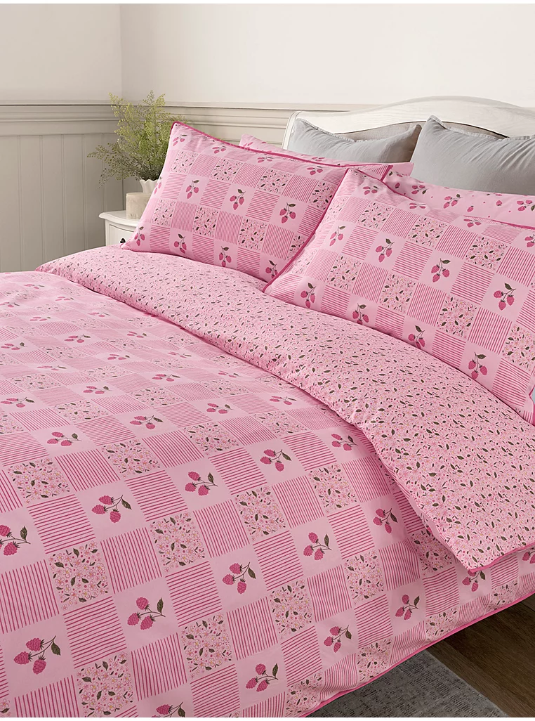 George Home, Stacey Solomon Pink Raspberry Patch Cotton Duvet Set