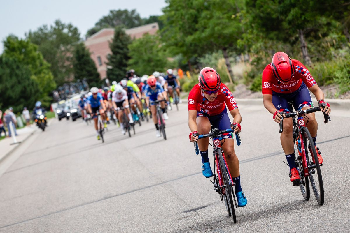 Swapit riders attack off the front of the field on stage 3 of the Colorado Classic on August 24, 2019 in Golden, Colorado.