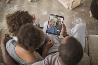 family video chatting with tablet