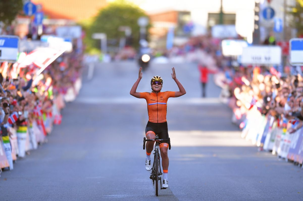 Chantal Blaak (Netherlands) struggles to comprehend her solo win