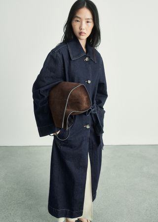 Long Rinse-Wash Denim Trench Coat - Women | Mango United Kingdom