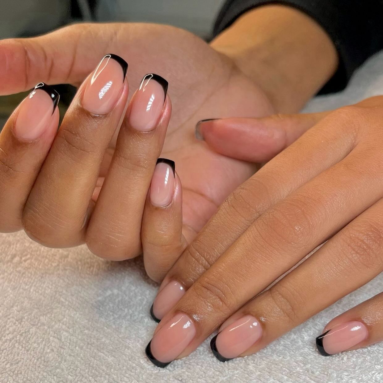 black french manicure with square tips